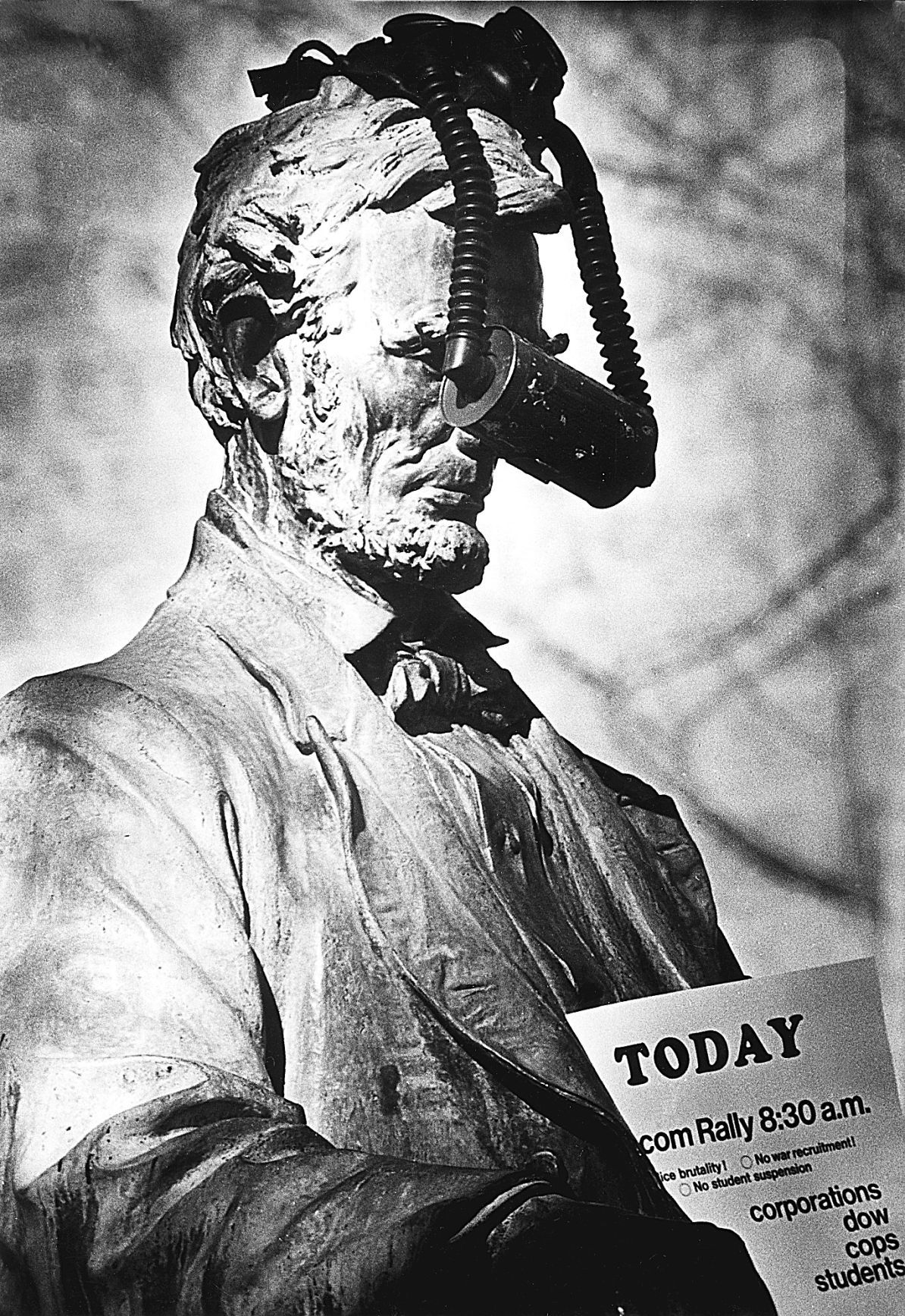 Lincoln wearing gas mask